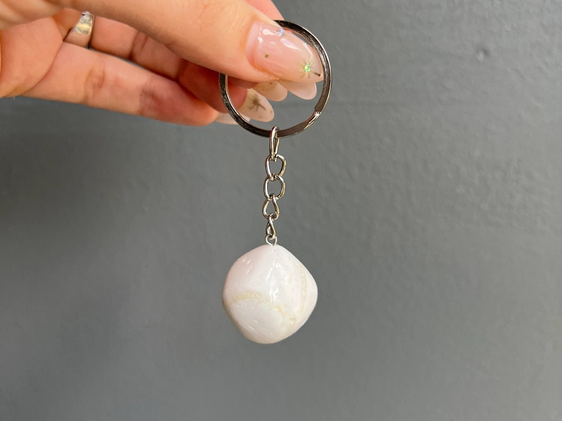 Pink Mangano Calcite Crystal Keychain