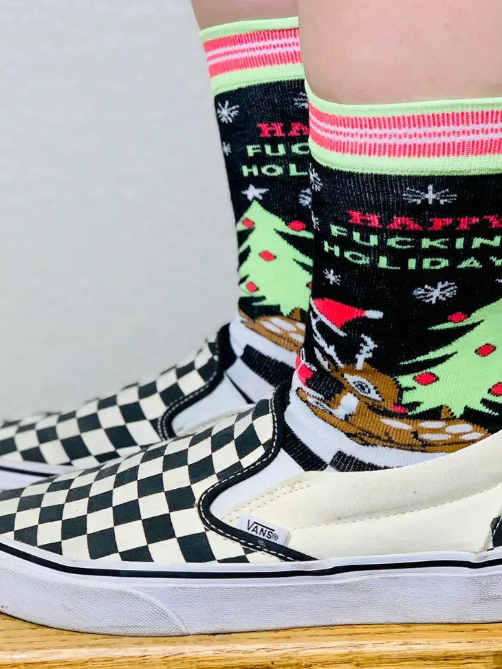 Happy Fucking Holidays Womens Crew Socks
