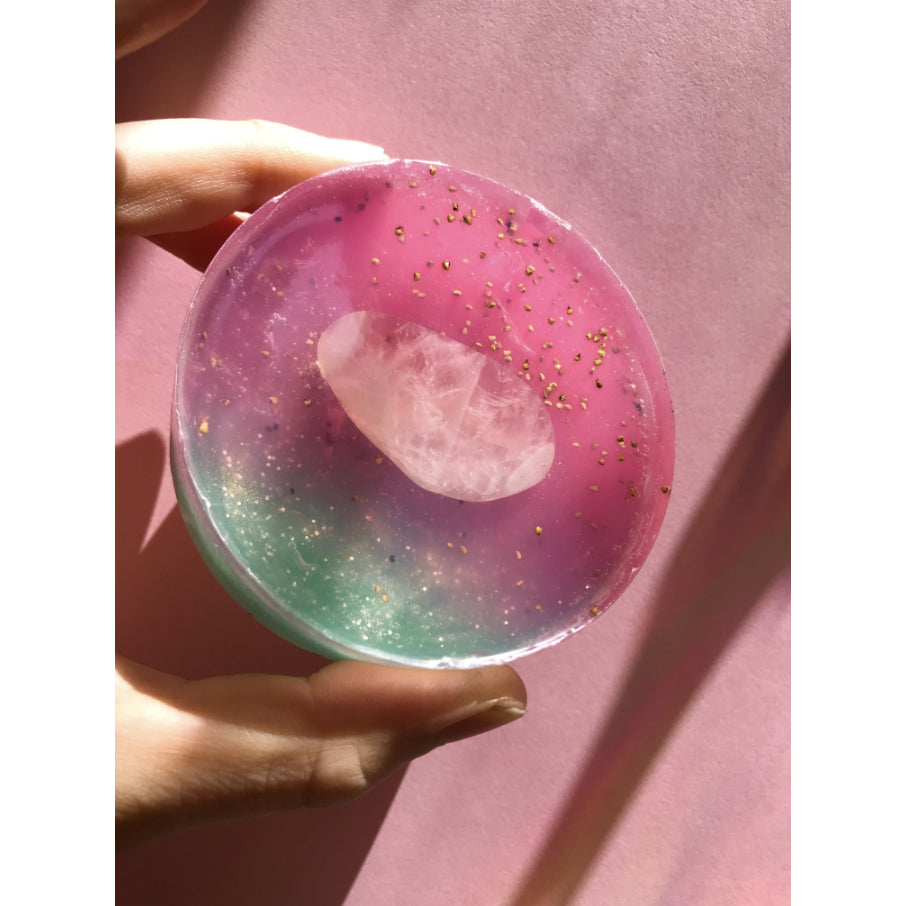 Strawberry Moon - 5 oz Natural Crystal Infused Bar Soap
