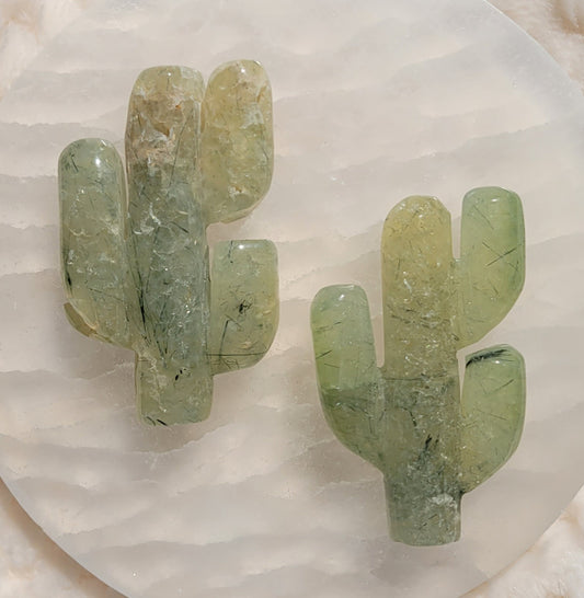 Prehnite Cactus Carving