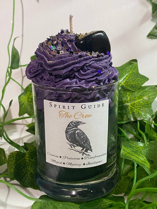 Animal Spirit Guide Crystal Candle - The Crow