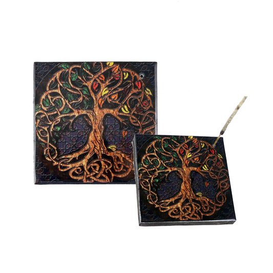 Tree of Life Wooden Incense Holder Ash Catcher