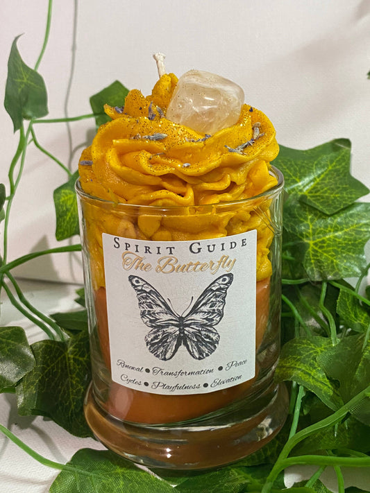 Animal Spirit Guide Crystal Candle - The Butterfly